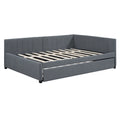 Letto a giorno imbottito Full Size con letto estraibile, struttura divano letto, nessuna rete a molle richiesta
