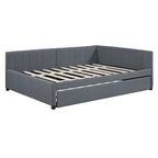 Letto a giorno imbottito Full Size con letto estraibile, struttura divano letto, nessuna rete a molle richiesta
