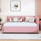 Letto a giorno imbottito Full Size con letto estraibile, struttura divano letto, nessuna rete a molle richiesta