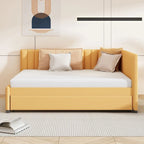 Letto a giorno imbottito Full Size con letto estraibile, struttura divano letto, nessuna rete a molle richiesta