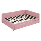 Letto a giorno imbottito Full Size con letto estraibile, struttura divano letto, nessuna rete a molle richiesta