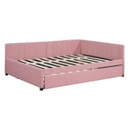Letto a giorno imbottito Full Size con letto estraibile, struttura divano letto, nessuna rete a molle richiesta