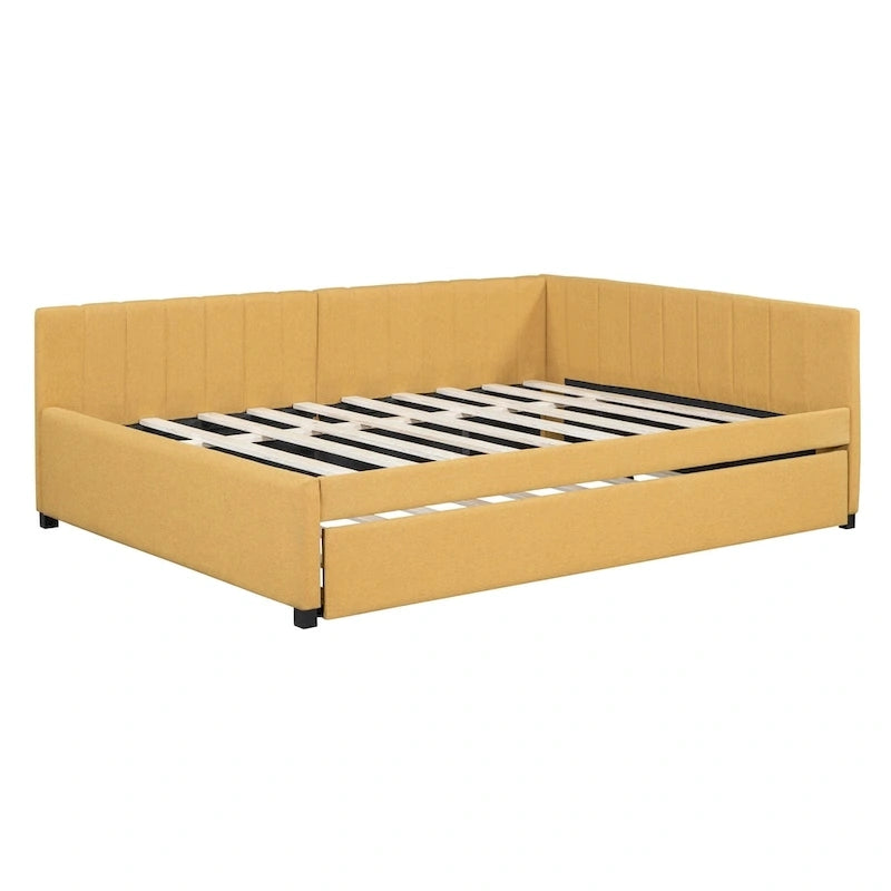 Letto a giorno imbottito Full Size con letto estraibile, struttura divano letto, nessuna rete a molle richiesta