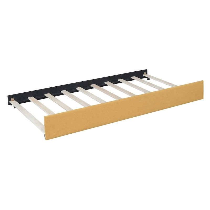 Letto a giorno imbottito Full Size con letto estraibile, struttura divano letto, nessuna rete a molle richiesta