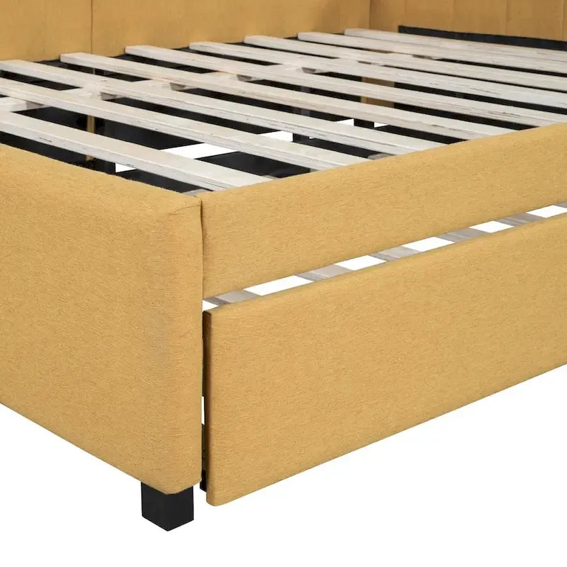 Letto a giorno imbottito Full Size con letto estraibile, struttura divano letto, nessuna rete a molle richiesta
