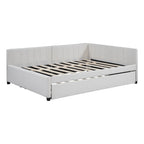 Letto a giorno imbottito Full Size con letto estraibile, struttura divano letto, nessuna rete a molle richiesta