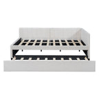 Letto a giorno imbottito Full Size con letto estraibile, struttura divano letto, nessuna rete a molle richiesta