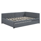 Letto a giorno imbottito Full Size con letto estraibile, struttura divano letto, nessuna rete a molle richiesta