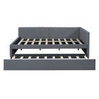 Letto a giorno imbottito Full Size con letto estraibile, struttura divano letto, nessuna rete a molle richiesta