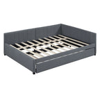 Letto a giorno imbottito Full Size con letto estraibile, struttura divano letto, nessuna rete a molle richiesta