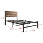 Platform Bed Frame with Rustic Vintage Wood Headboard