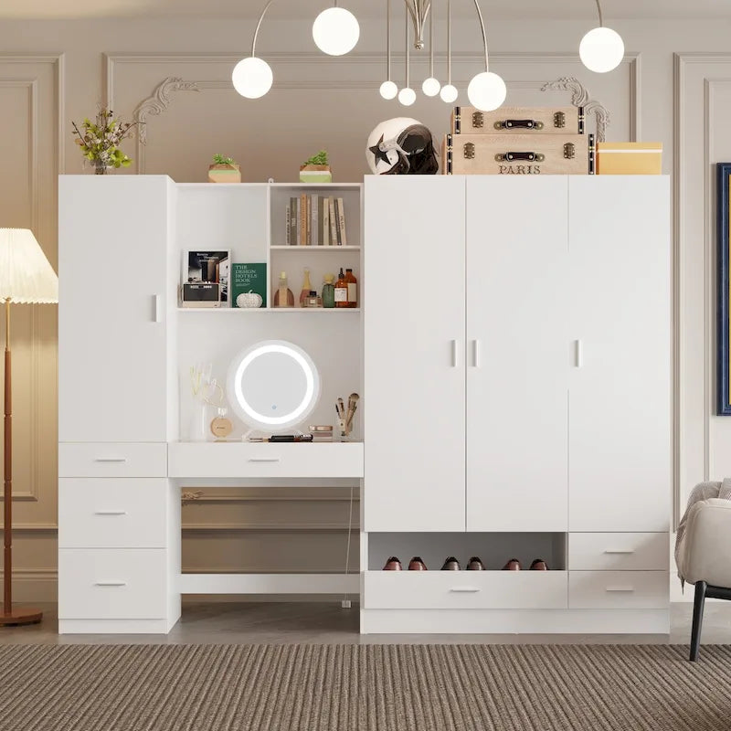 Set di mobili contenitori combinati per ufficio e guardaroba con vanità deluxe