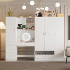 Workspace and Wardrobe Combo Storage Furniture Set with Deluxe Vanity