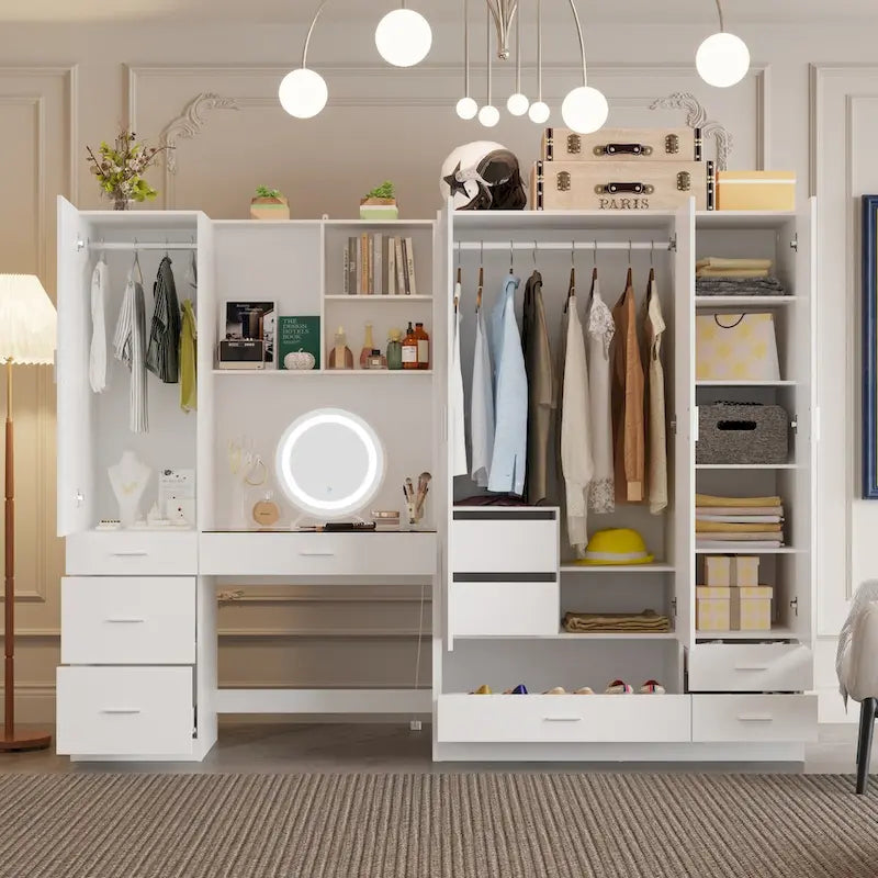Set di mobili contenitori combinati per ufficio e guardaroba con vanità deluxe