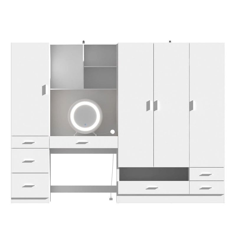 Set di mobili contenitori combinati per ufficio e guardaroba con vanità deluxe