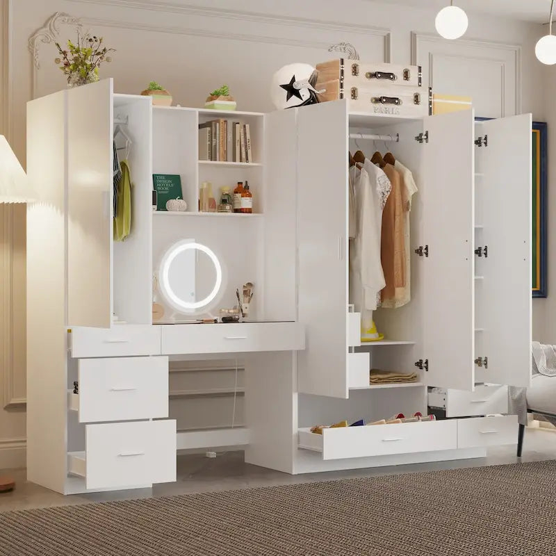 Set di mobili contenitori combinati per ufficio e guardaroba con vanità deluxe