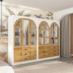 Vintage-Inspired Grand Closet Dual Wardrobe Set with Metal Accents