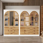 Vintage-Inspired Grand Closet Dual Wardrobe Set with Metal Accents