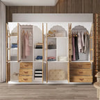 Vintage-Inspired Grand Closet Dual Wardrobe Set with Metal Accents