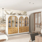 Vintage-Inspired Grand Closet Dual Wardrobe Set with Metal Accents