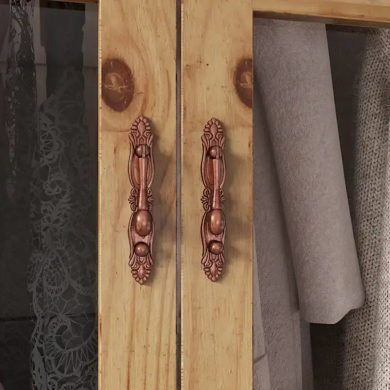 Vintage-Inspired Grand Closet Dual Wardrobe Set with Metal Accents