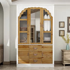 Vintage-Inspired Grand Closet Dual Wardrobe Set with Metal Accents