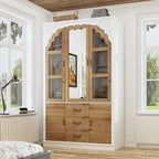 Vintage-Inspired Grand Closet Dual Wardrobe Set with Metal Accents