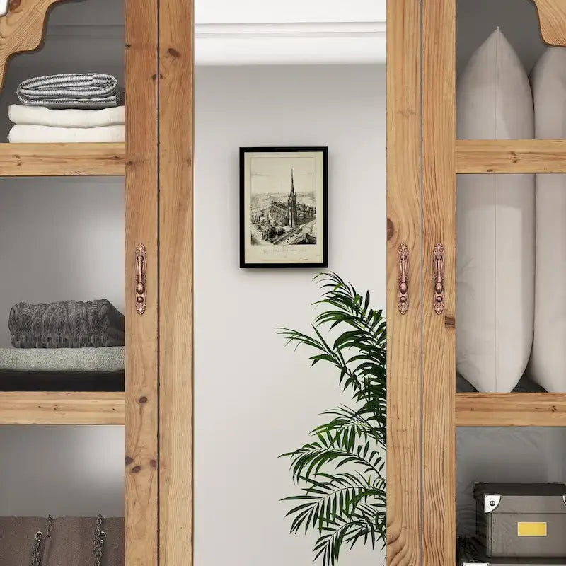 Vintage-Inspired Grand Closet Dual Wardrobe Set with Metal Accents