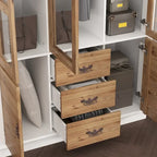 Vintage-Inspired Grand Closet Dual Wardrobe Set with Metal Accents
