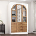Vintage-Inspired Grand Closet Dual Wardrobe Set with Metal Accents