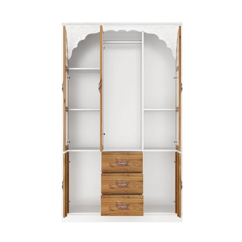 Vintage-Inspired Grand Closet Dual Wardrobe Set with Metal Accents