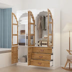 Vintage-Inspired Grand Closet Dual Wardrobe Set with Metal Accents