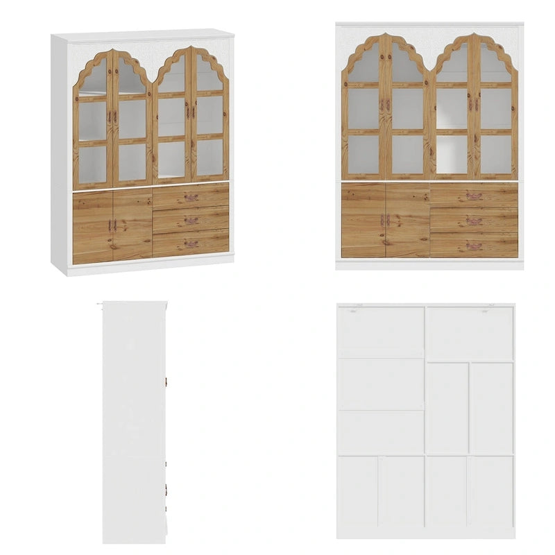 Vintage-Inspired Grand Closet Dual Wardrobe Set with Metal Accents