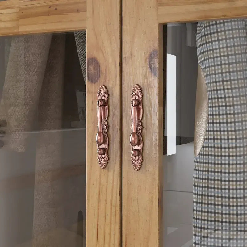 Vintage-Inspired Grand Closet Dual Wardrobe Set with Metal Accents