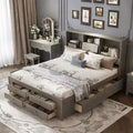Letto a piattaforma King Size con libreria portaoggetti e 8 cassetti