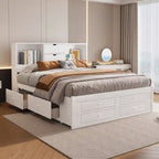 Letto a piattaforma King Size con libreria portaoggetti e 8 cassetti