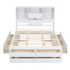 Letto a piattaforma King Size con libreria portaoggetti e 8 cassetti