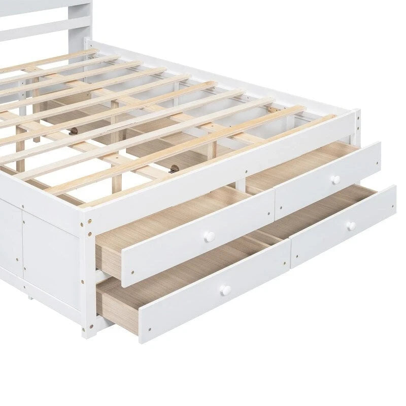 Letto a piattaforma King Size con libreria portaoggetti e 8 cassetti