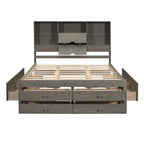 Letto a piattaforma King Size con libreria portaoggetti e 8 cassetti