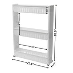 Evideco French Home Goods Multi-Purpose Slim Rolling Cart - 3-Tier Utility Organizer for Bathroom, Kitchen & Dorm - Available in White, Grey, Black