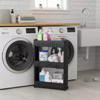 Evideco French Home Goods Multi-Purpose Slim Rolling Cart - 3-Tier Utility Organizer for Bathroom, Kitchen & Dorm - Available in White, Grey, Black