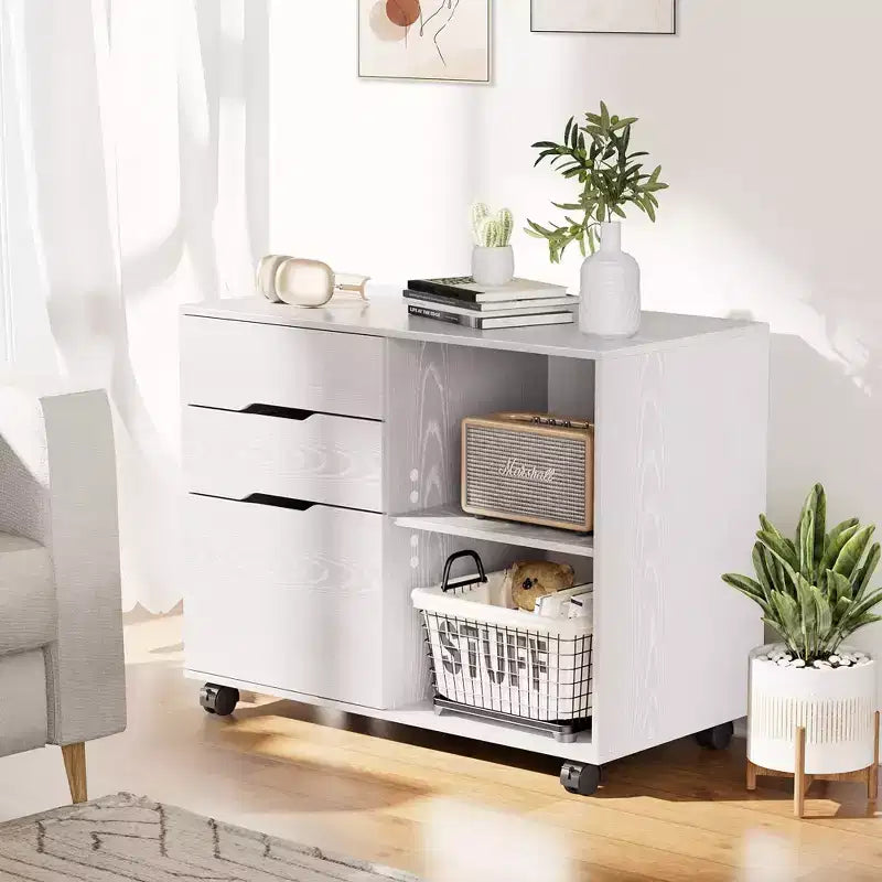 JIONJOY Classificatore mobile a 3 cassetti largo 79,5 cm
