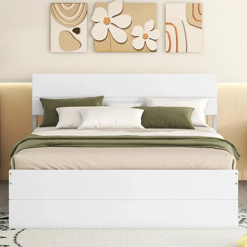 Full Bed Frame With Twin Size Trundle And 2 Drawers