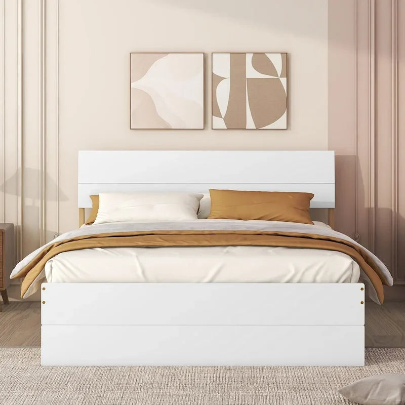 Full Bed Frame With Twin Size Trundle And 2 Drawers