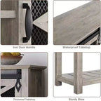 Whizmax Farmhouse Entryway Table with Sliding Barn Doors, Sofa Table with Storage and Open Shelf, Console Tables for Entryway, Hallway