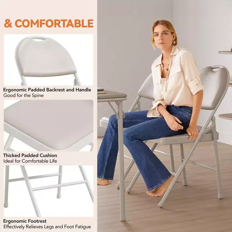 Folding Chairs Set of 2/4/6, Metal Foldable Chair with and Non-Slip Feet Pads