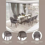 LeisureMod Elias Dining Chair  Upholstered Leather Or Velvet Seat with Powder-Coated Legs, Modern Kitchen, Dining Room, Cafe, Comfortable Seating