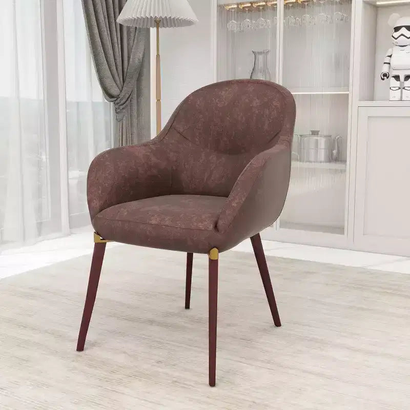 LeisureMod Elias Dining Chair  Upholstered Leather Or Velvet Seat with Powder-Coated Legs, Modern Kitchen, Dining Room, Cafe, Comfortable Seating