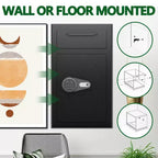 Depository Drop Safe, Anti-Theft Money Drop Slot Safes with Digital Keypad and Spare Keys, Heavy Duty Money Safe Box for Home Office