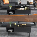 JIONJOY Lift Top Coffee Table with Hidden Storage, Wood Legs for Living Room, Small Spaces - Easy Clean